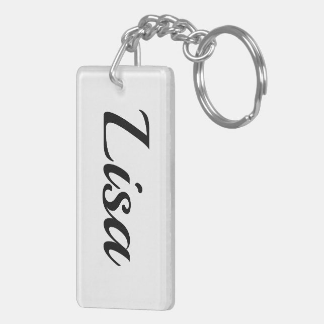personalizable first name Lisa black and white Keychain (Back Right)
