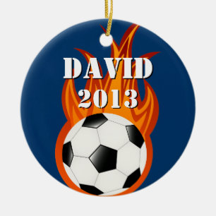 Personalizable fooball / soccer ceramic ornament