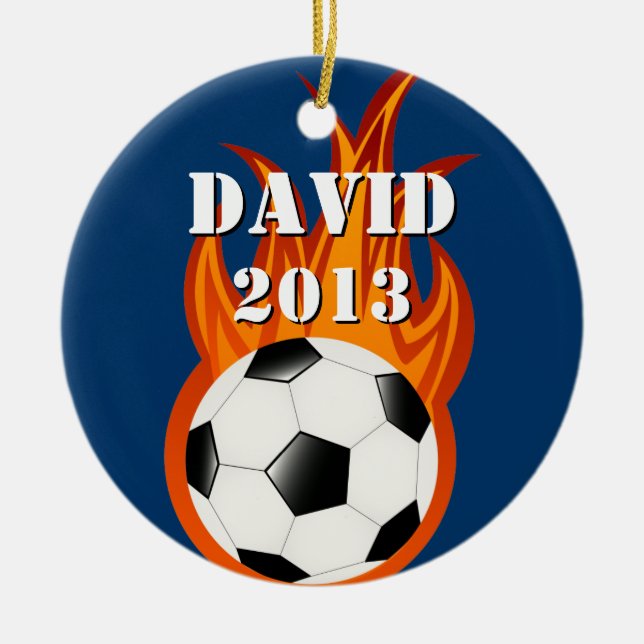 Personalizable fooball / soccer ceramic ornament (Front)