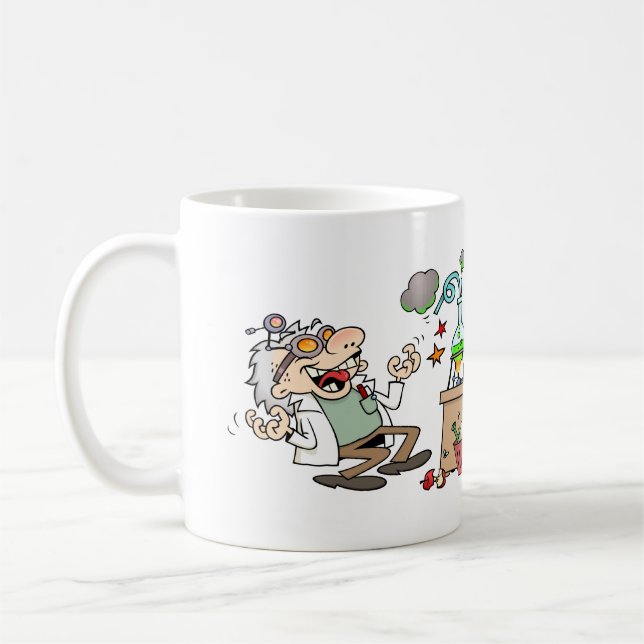 Personalizable Funny Mad Scientist With Warning Coffee Mug (Left)