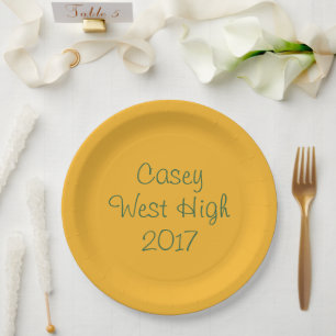 Personalizable Graduation Plate in Green & Gold