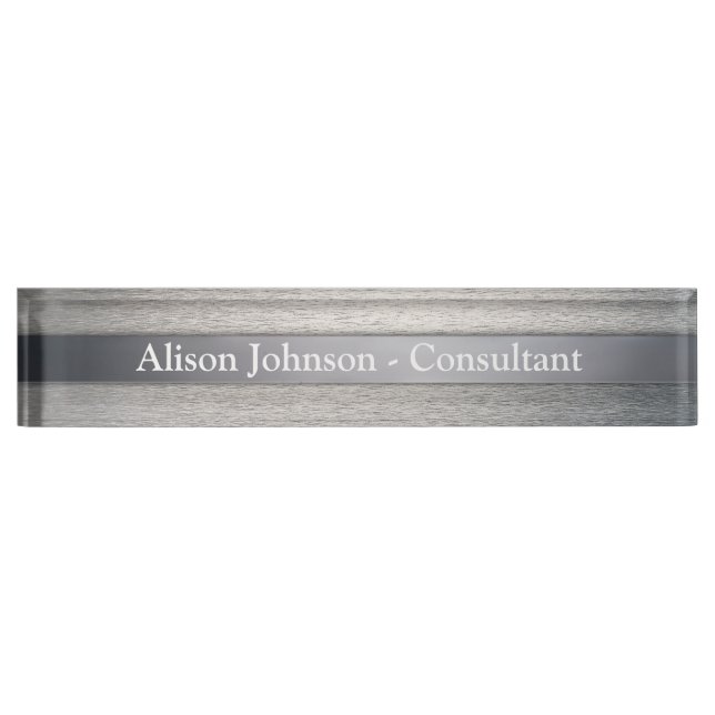 Personalizable Graphic Chrome Desk Name Plate (Front)