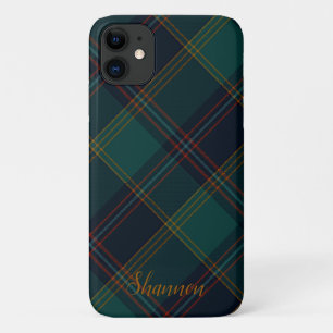 Personalizable Green, Blue & Aqua Plaid iPhone 11 Case