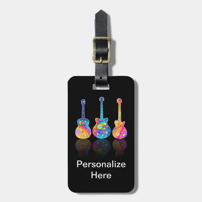 Personalizable GUITAR REFLECTIONS LUGGAGE TAGS (Front Vertical)