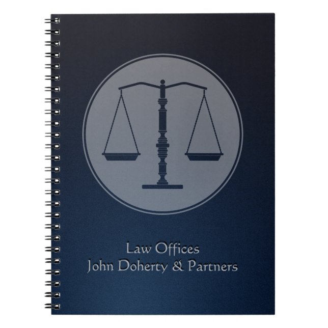 Personalizable Lawyer Notebook - Scales of Justice (Front)