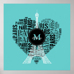 Personalizable Love Paris Eiffel Tower Poster