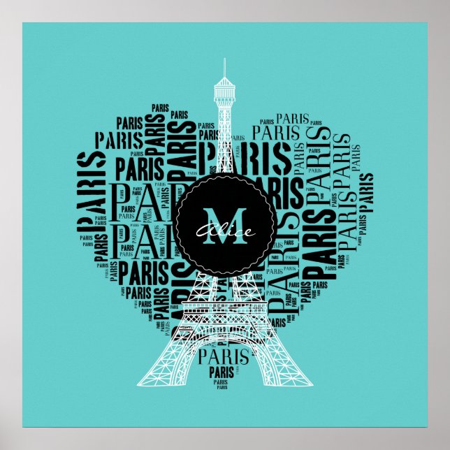 Personalizable Love Paris | Eiffel Tower Poster (Front)