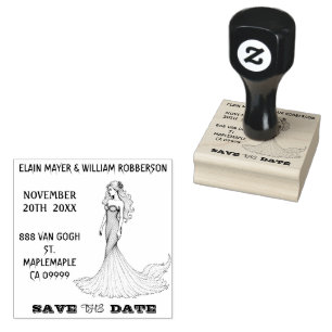 Personalizable Lovely Mermaid Save the Date  Rubber Stamp