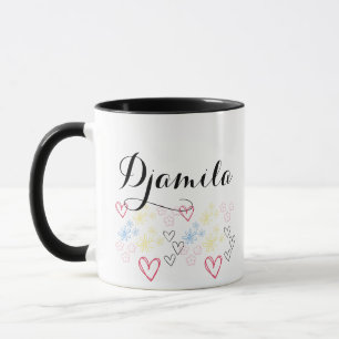 Personalizable Name Illustrated with Hearts&flower Mug