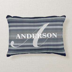 Personalizable Navy Stripes Accent Pillow