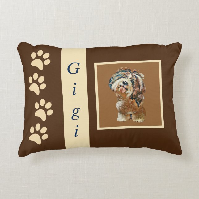Personalizable Painted Shih Tzu Pillow (Front)