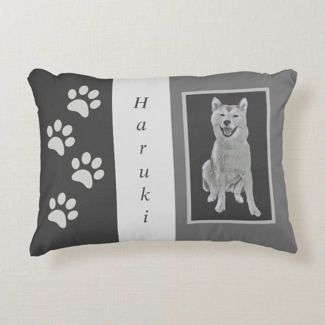 Personalizable Pencil Shiba Inu Accent Pillow (Front)