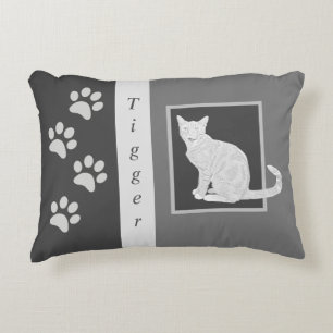 Personalizable Pencil Tabby Cat Accent Pillow