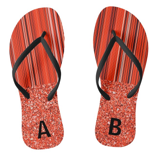 Personalizable Red Black White Flip Flops (Footbed)
