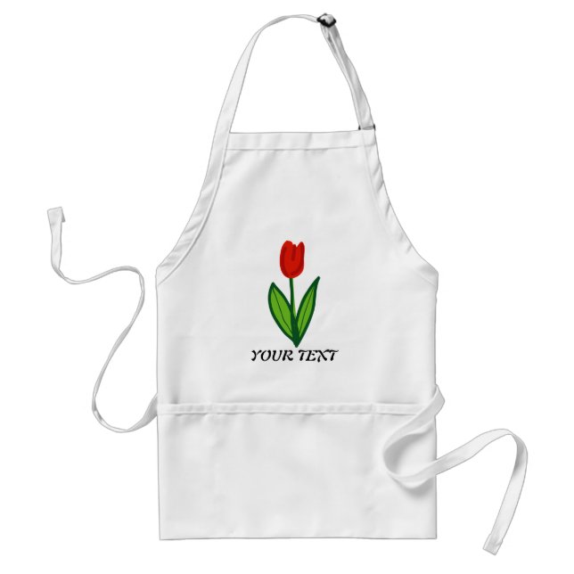 Personalizable red tulip flower apron for florist (Front)