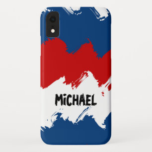 Personalizable Red, White and Blue Cool Stripes iPhone XR Case