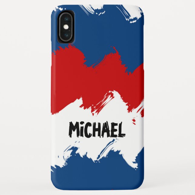 Personalizable Red, White and Blue Cool Stripes Case-Mate iPhone Case (Back)