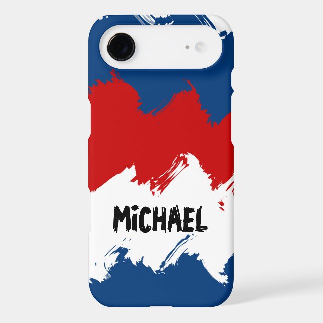 Personalizable Red, White and Blue Cool Stripes Case-Mate iPhone Case (Back)