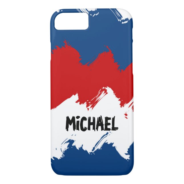 Personalizable Red, White and Blue Cool Stripes Case-Mate iPhone Case (Back)