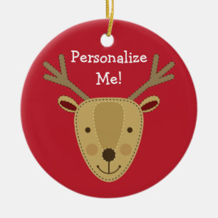 Personalizable Reindeer w/Custom Photo Ceramic Ornament