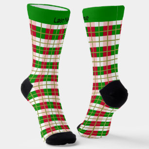 Personalizable Retro Christmas Plaid Pattern Socks