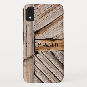 Personalizable Rustic Wooden Door with Chain Lock iPhone XR Case
