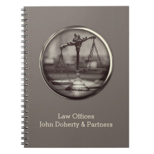 Personalizable Sepia Scales of Justice   Lawyer Notebook