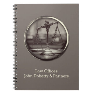 Personalizable Sepia Scales of Justice | Lawyer Notebook