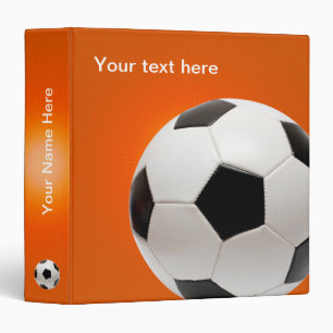 Personalizable Soccer   Football on orange Binder