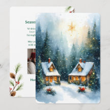 Personalizable Vintage  Flat Holiday Card 