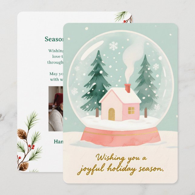 Personalizable Vintage  Flat Holiday Card  (Front/Back)