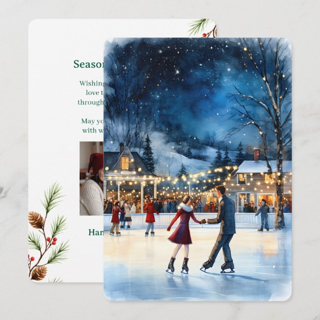 Personalizable Vintage  Flat Holiday Card  (Front/Back)