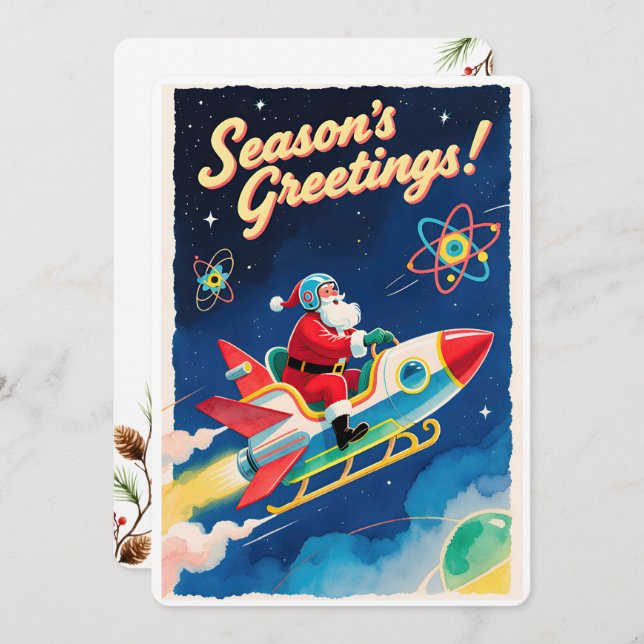 Personalizable Vintage  Flat Holiday Card  (Front/Back)