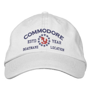 Personalizable YEAR and Names Commodore Yacht Flag Embroidered Hat