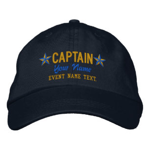 Personalizable Your Name Captain Stars Embroidery Embroidered Hat