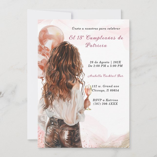 Personalizadas Para el 18º Cumpleaños en Español Invitation (Front)