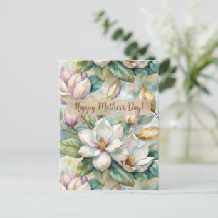 Personalizaed Elegant Magnolia Flowers Holiday Postcard