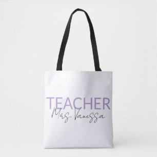 Personalization Teacher Name Tote Bag, Retro Teach Bag