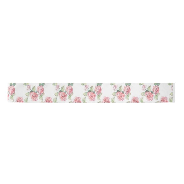 Personalizd Shabby Chic Pink Rose Floral Satin Ribbon (Front)
