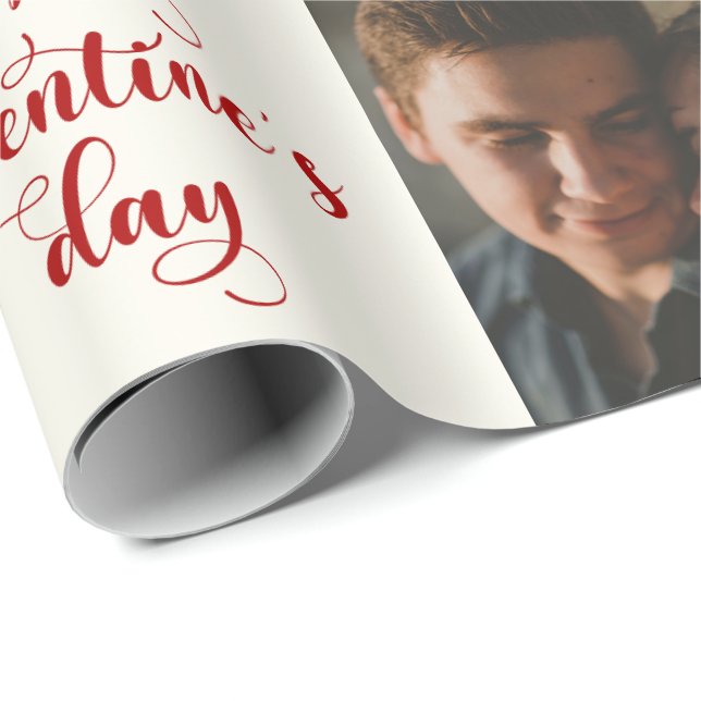 Personalize 10 Photos Happy Valentine's Day Retro Wrapping Paper (Roll Corner)