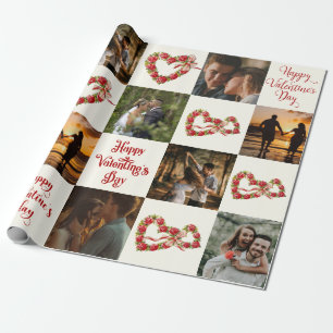 Personalize 10 Photos Happy Valentine's Day Retro Wrapping Paper