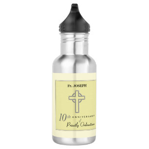 Personalize, 10th Anniversary of Priest Embossed 532 Ml Water Bottle