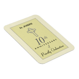 Personalize, 10th Anniversary of Priest Embossed Magnet
