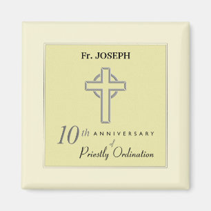 Personalize, 10th Anniversary of Priest Embossed Magnet