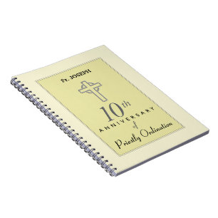 Personalize, 10th Anniversary of Priest Embossed Notebook