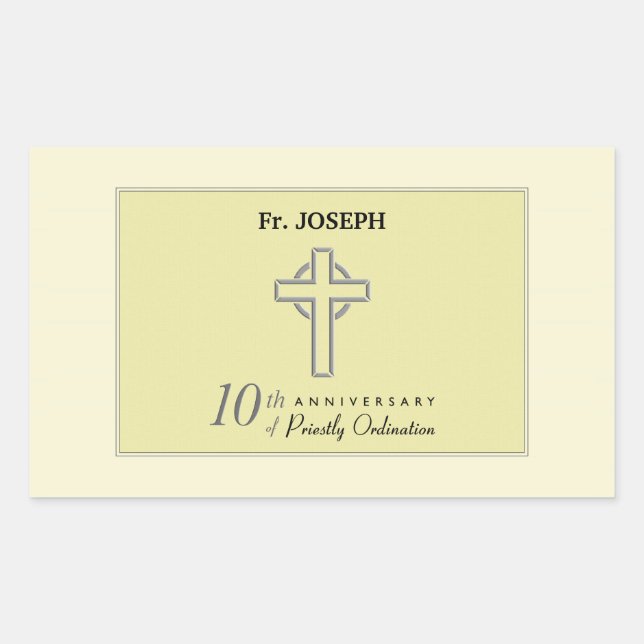 Personalize, 10th Anniversary of Priest Embossed Sticker (Front)
