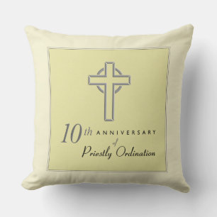 Personalize, 10th Anniversary of Priest Embossed Throw Pillow