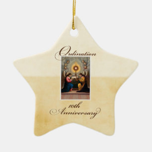 Personalize, 10th Ordination Anniversary Angels Ceramic Ornament