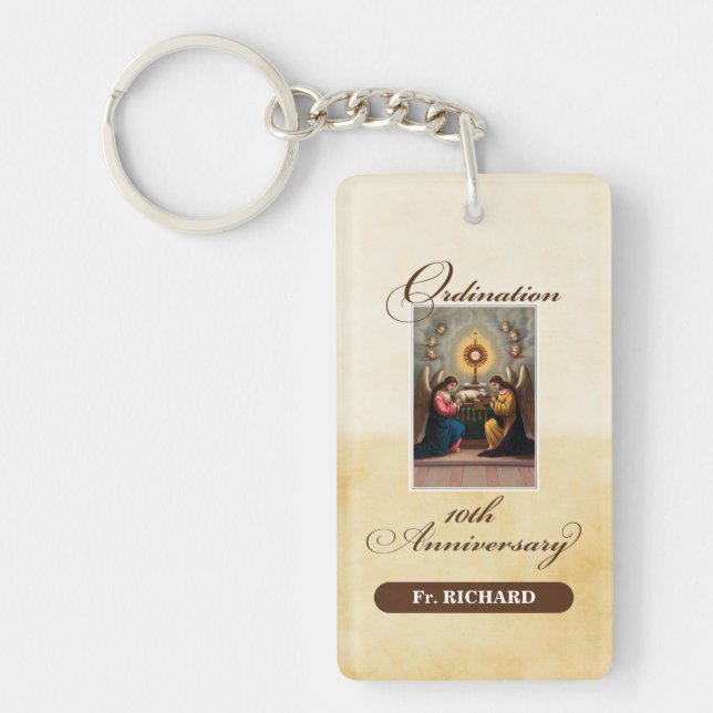 Personalize, 10th Ordination Anniversary Angels Keychain (Front)
