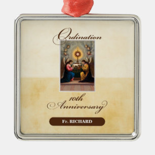 Personalize, 10th Ordination Anniversary Angels Metal Ornament
